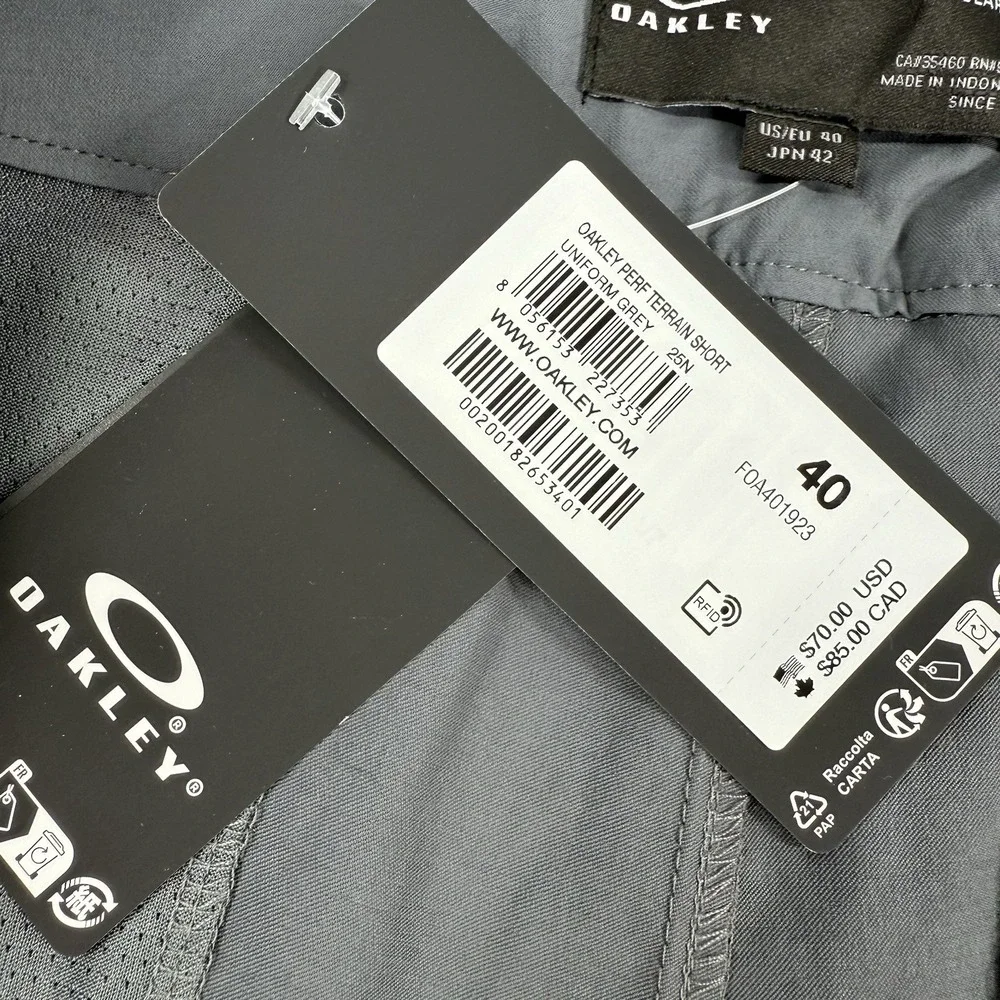 Oakley Perf Terrain Shorts Men's 40 Uniform Grey Golf F0A401923 10